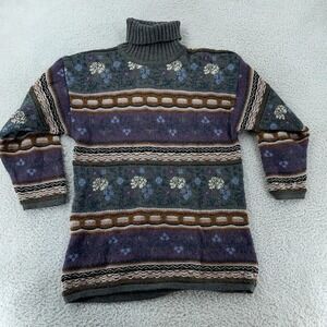 Vtg‎ La Spina Mohair Blend Sweater Womens Medium Gray Purple Turtleneck Italy